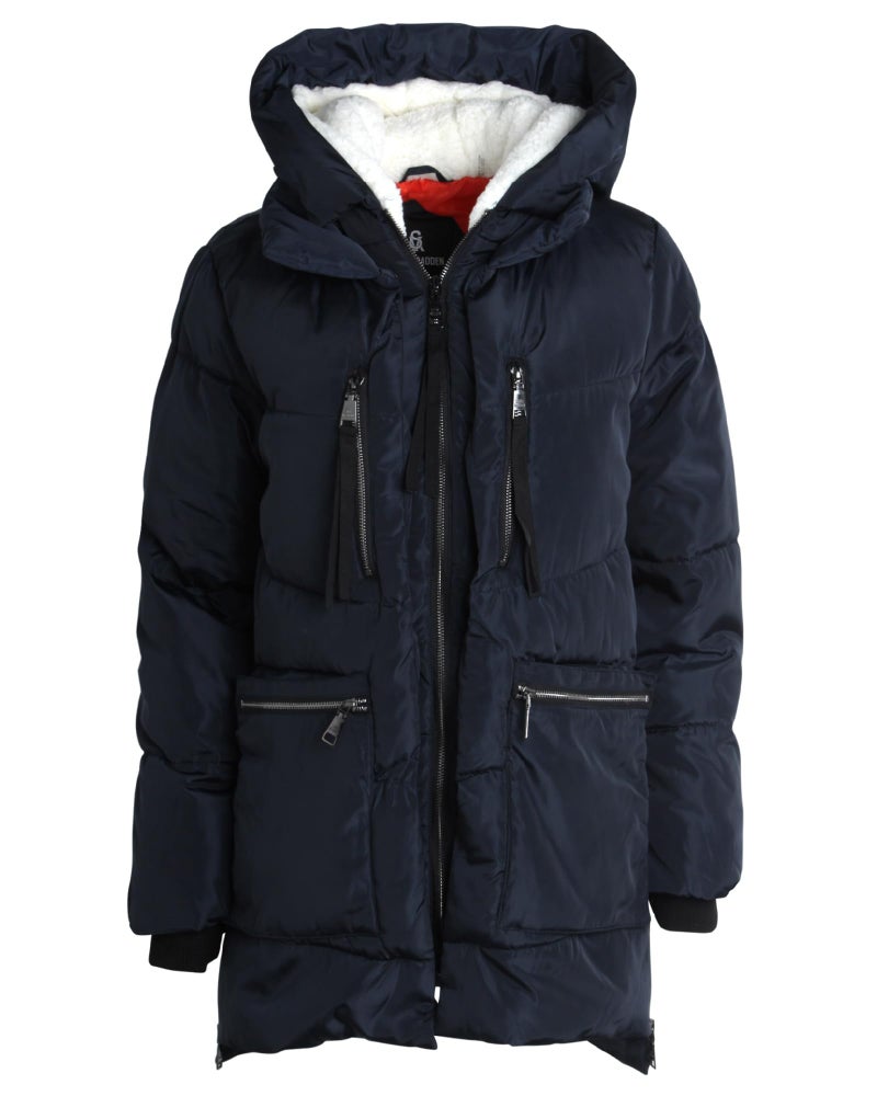 Steve Madden Women's Long Down Puffer Jacket, Indigo Heather, M - Image 2